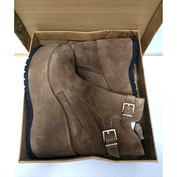 Free People Sabrina Suede Platform Boots Taupe Size 41 NIB $ 198 - Picture 10 of 14